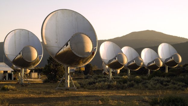 Seti listens out for signals using its own radio telescope array at Hat Creek in California