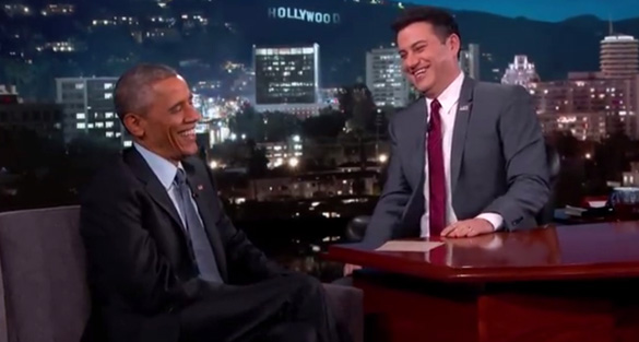 Jimmy Kimmel and President Obama laughing it up about UFOs and aliens. Video can be seen at the Bottom of the story. (Credit: Jimmy Kimmel Live)