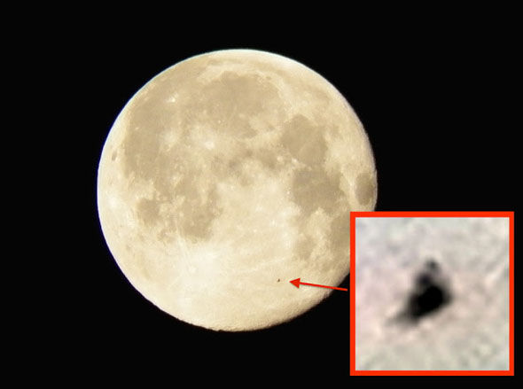 The "Black Knight" captured flying past the Blue Moon on July 31