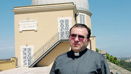 Father Jose Funes, shown above, said the discovery of rocky planets outside our own solar system made it likely the 'vast majority of stars in our galaxy' could potentially have planets were life could develop. However, he said he remained skeptical about whether mankind would ever manage to meet intelligent alien life forms.