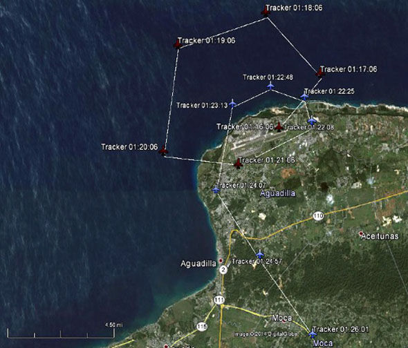 A USC graphic showing the flight path of the object and craft