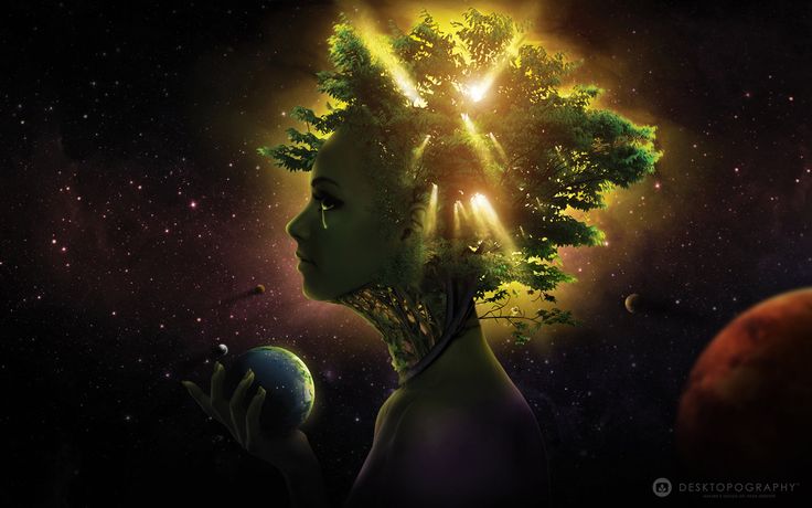 Gaia, the primal Greek Mother Goddess; creator and giver of birth to the Earth
