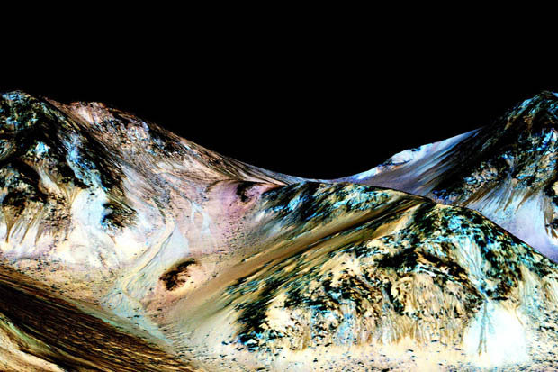LIFE ON MARS: NASA believes water flows can explain the curious features of this Martian land.