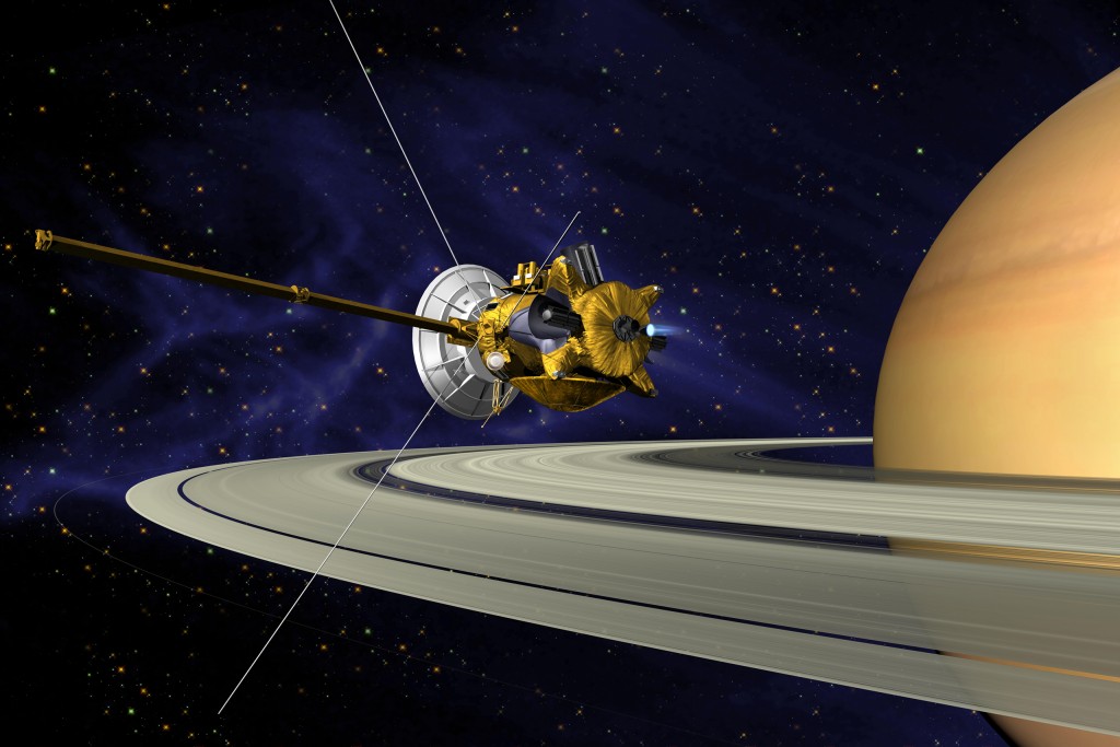 Cassini currently passing by Saturn